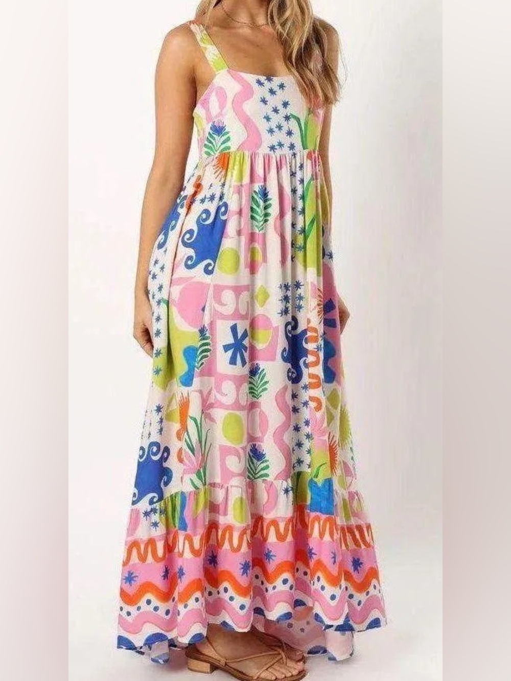 Paper Heart Colorful Abstract Print Maxi Dress | Size Small